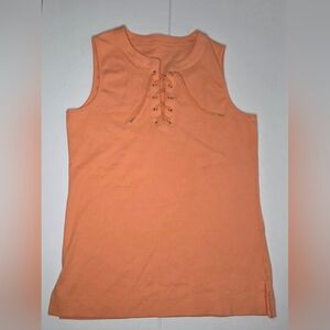 Women's Sleeveless Lace-Up Top - Orange